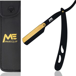 ME Professional Cut Throat Shaving Razor Straight Edge Razor for Beard Moustache Barber Tool Hand Made Stainless Steel Razor Black Gold