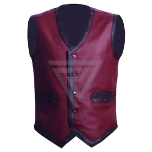 Veste sans manches en cuir de mouton véritable, poche pour pistolet en peau de mouton, cuir souple