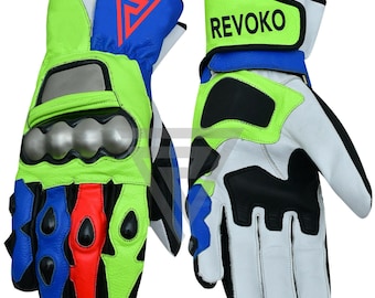 Revoko Custom Cowhide Leather Motorbike Racing Gloves