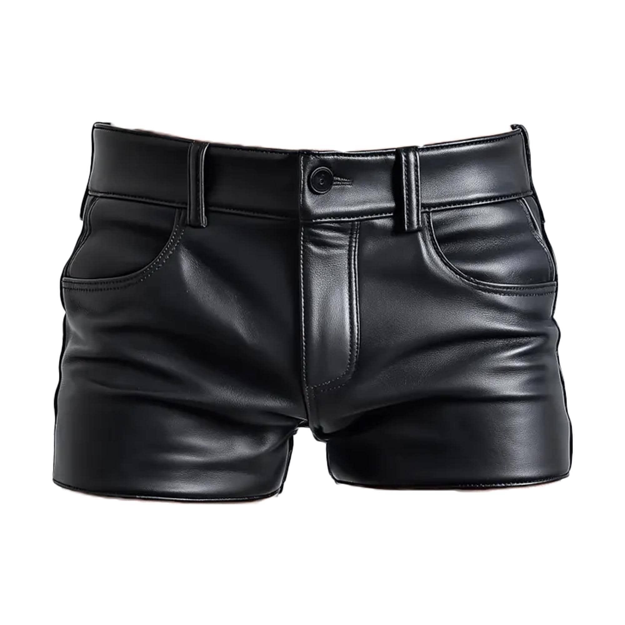 Short En Cuir Noir Homme, Lacets Latéraux – Urban Hide Couture, Slim, Motard