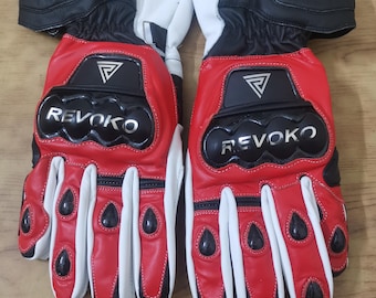 Revoko Custom Cowhide Leather Motorcycle Racing Gloves