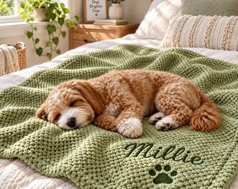 Personalized Pet Blanket, Custom Embroidered Dog Blanket with Name, Cat Fleece Blanket, Puppy Gift, Pet Bed Blanket, Dog Mom Gift