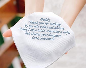 Personalized Wedding Handkerchief, Custom Embroidered Hanky, Mother & Father of the Bride Gifts