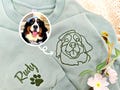 Embroidered Pet Face & Name Sweatshirts,Personalised Embroidered Dog Sweatshirt with Portrait from Photo,Special Birthday Gift for Dog Mom