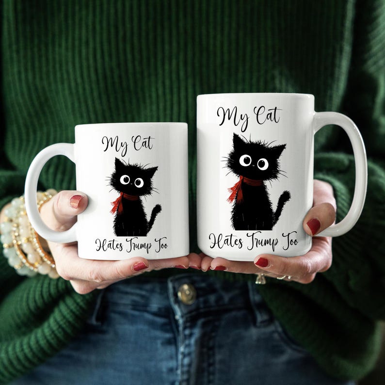 Taza "Mi gato también odia a Trump" / Taza de café "Gato liberal" / Taza de protesta contra Trump imagen 2