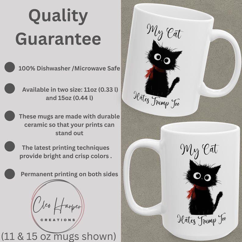 Taza "Mi gato también odia a Trump" / Taza de café "Gato liberal" / Taza de protesta contra Trump imagen 3