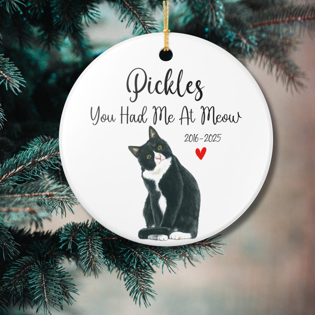 Custom Tuxedo Cat Memorial Ornament for Cat Lovers, Personalized ...