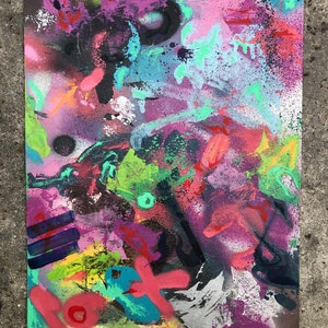 Abstract graffiti painting in spraypaint and oils