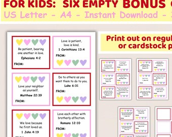 Verset de la Bible, Cartes de Saint-Valentin pour enfants, Cartes de fête pour la classe, Cartes chrétiennes de Saint-Valentin, Cartes imprimables, Étiquettes cadeaux, Cartes bibliques
