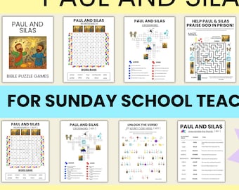 Paul and Silas Printable Bible Activities for Sunday School - Kids Bible Games Ages 5-10 - Christian Worksheets and Coloring Pages