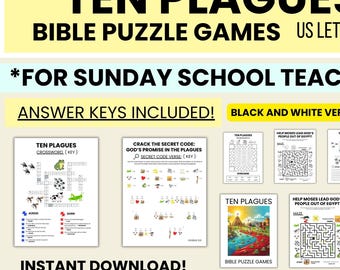 Ten Plagues Bible Activity Pack for Sunday School - Printable Games & Worksheets - Kids Bible Lessons Ages 5-10
