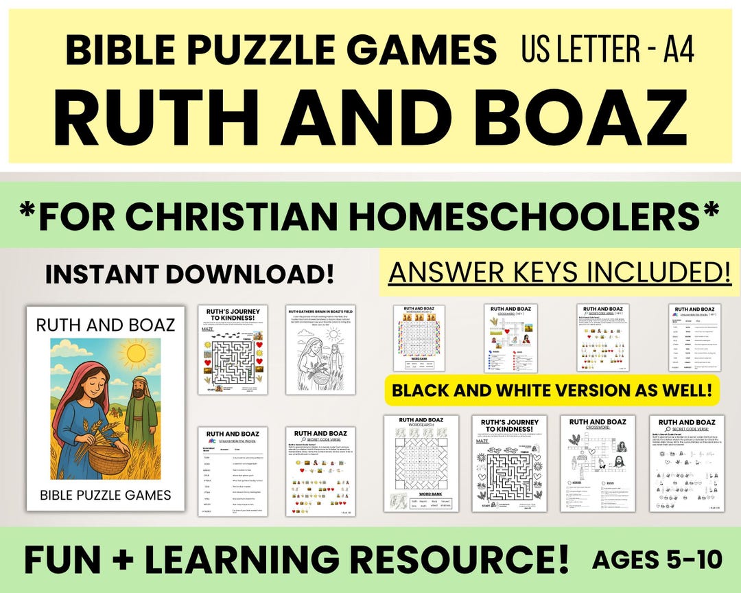Ruth and Boaz Bible Puzzle Pack for Homeschool - Faith-based Learning ...