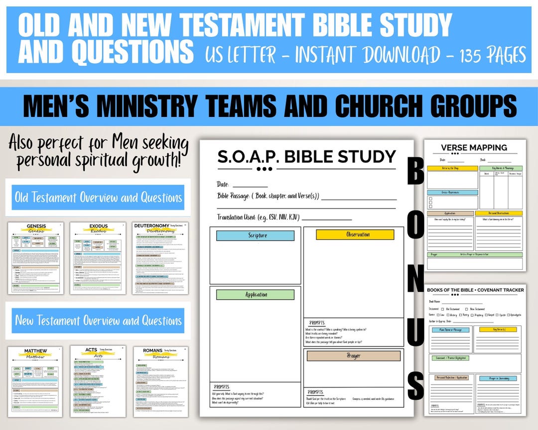 Old and New Testament Bible Study for Men PDF - SOAP Method, Verse ...