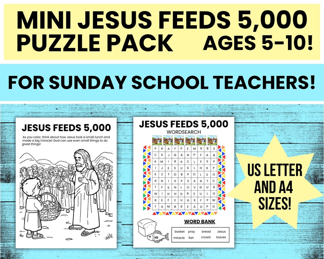 Jesus Feeds 5000 Sunday School Activity - Kids Bible Word Search ...