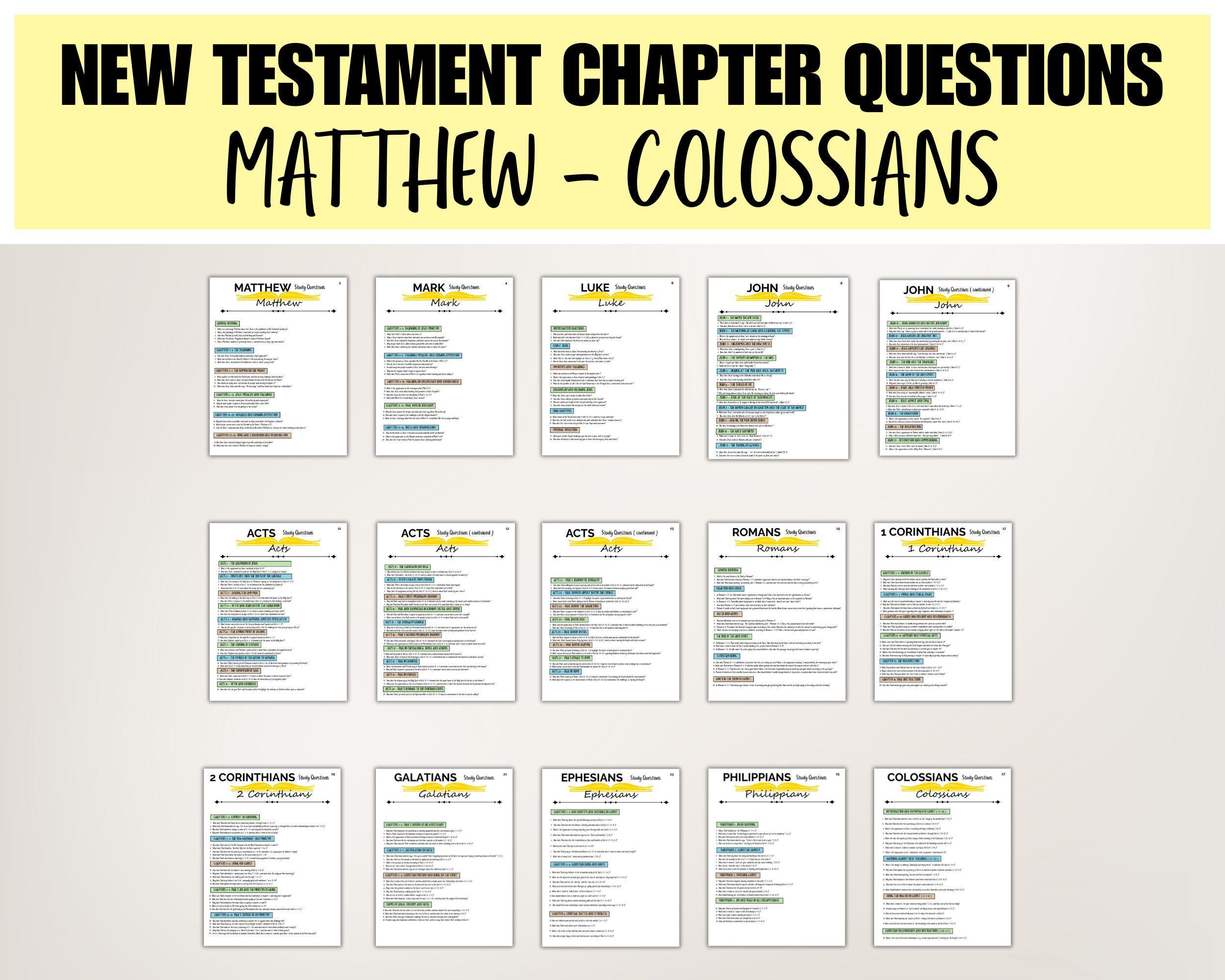 New Testament Bible Studies PDF Printable Bible Study Questions, Bible ...