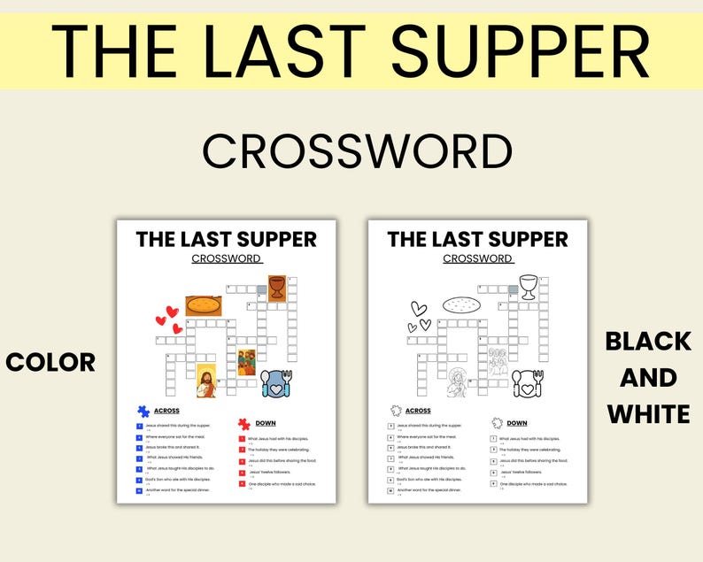 The Last Supper Bible Puzzle Games for Kids - Christian Activity Pack ...
