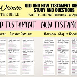 Women of the Bible Study PDF Old and New Testament Bible Study Questions, Printable Bible Lessons for Women and Men, Christian Study Sheets