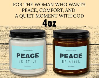 Emotional Comfort Candle - Peace Be Still Candle with Black Lid, 4oz and 9oz - Christian Candle for Women - Faith Home Decor