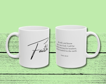 Be Still and Know Mug Psalm 46:10 Bible Verse Mug - Rustic Farmhouse Christian Coffee Cup - Faith Gift for Women Seeking Peace Encouragement