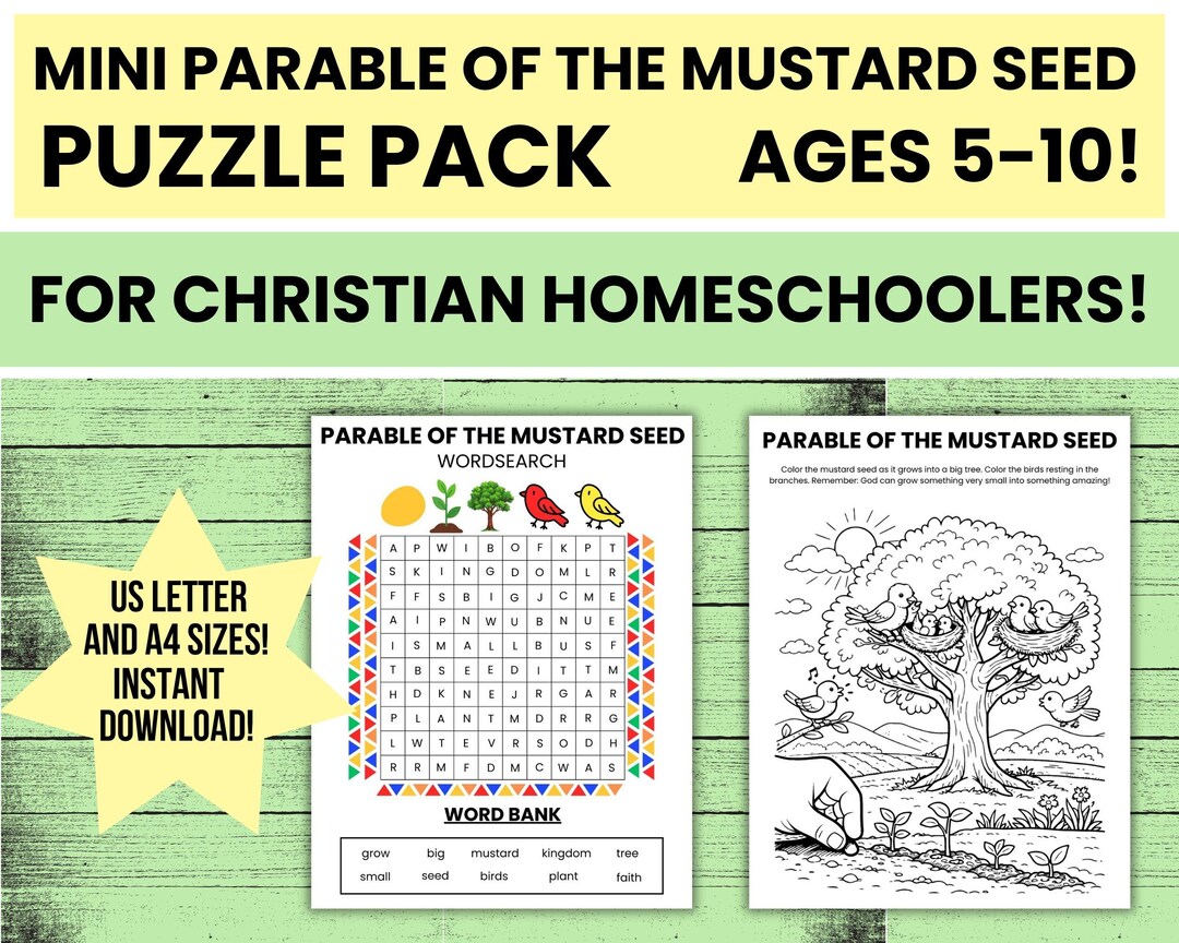Parable of the Mustard Seed Homeschool Bible Activity - Christian Word ...
