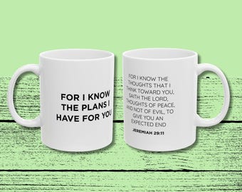 Jeremiah 29:11 Mug – For I Know the Plans Christian Coffee Mug for Women, Scripture Gift
