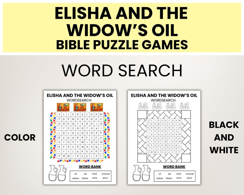 learn cursive & solve puzzles - bible learning for... Elisha and the Widow's Oil Bible Games for Sunday School - Christian ...