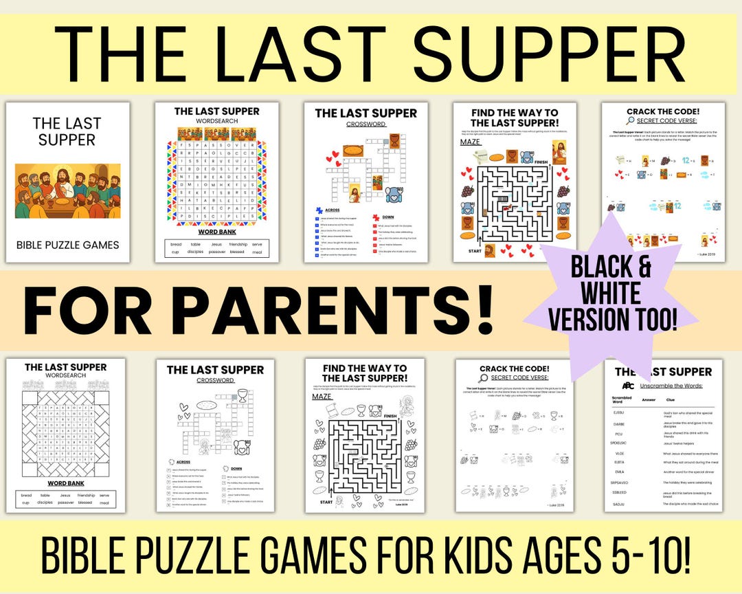 The Last Supper Bible Puzzle Games for Kids - Christian Activity Pack ...