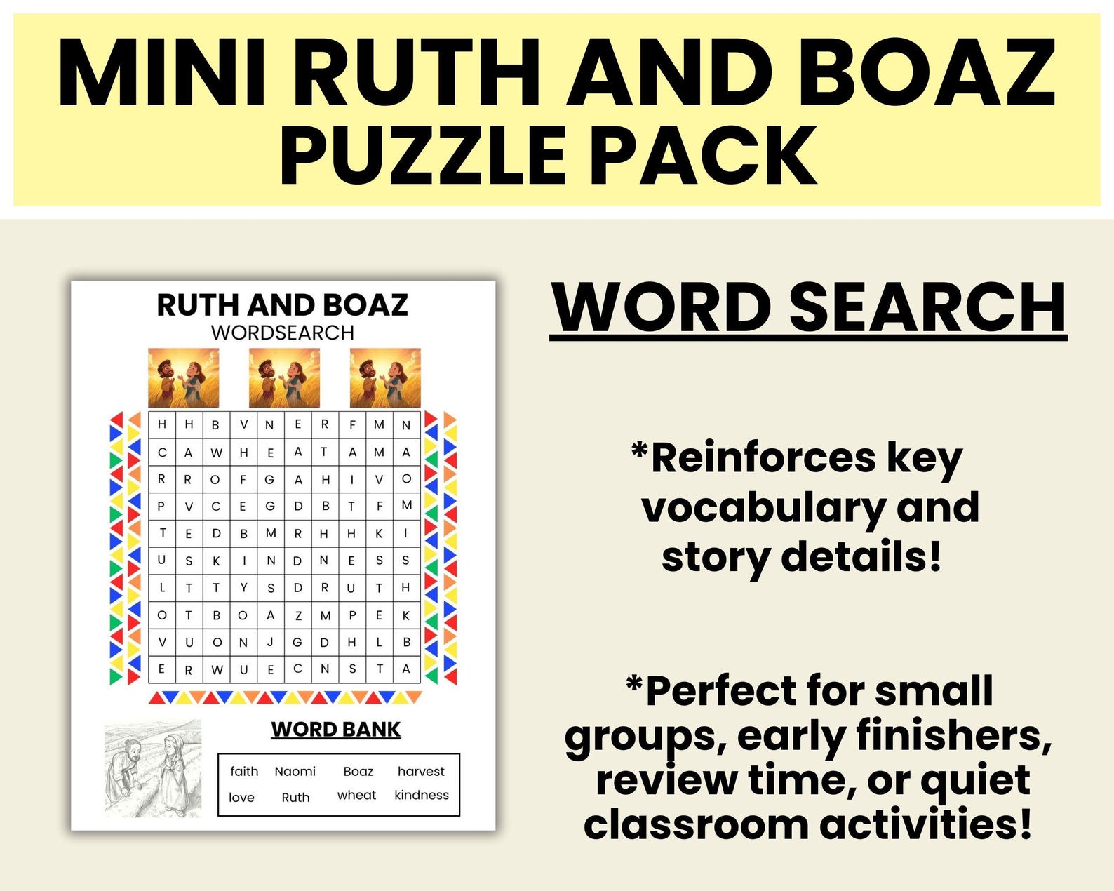 Ruth and Boaz Bible Puzzle Pack - Sunday School Activity for Kids ...