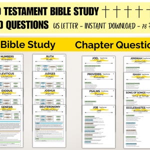 Old Testament Books of the Bible Study Printable PDF Bible Study Questions, Scripture Study Guide, Bible Study Sheets for Men and Women