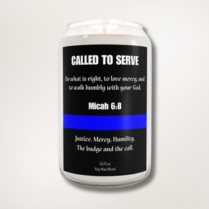 Police Officer Candle Gift Graduation Law Enforcement Bible Verse Gift, Micah 6:8 Scripture Candle Cop Birthday Gift for Him, Soy Wax Blend