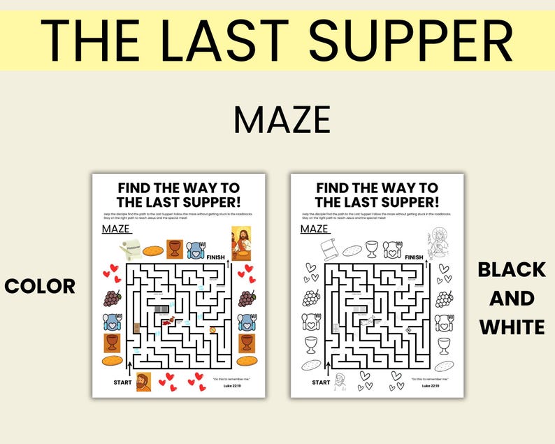 The Last Supper Bible Puzzle Games for Kids - Christian Activity Pack ...