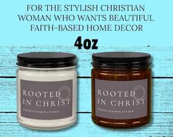 Christian Home Decor for Women - Rooted in Christ Candle - Faith Candle - Stylish Christian Gift - Inspirational Candle - Modern Faith Decor