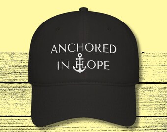 Christian Hat for Women - Embroidered Faith Hat - Anchored in Hope Cap - Christian Baseball Cap - Black & Khaki Low Profile Hat