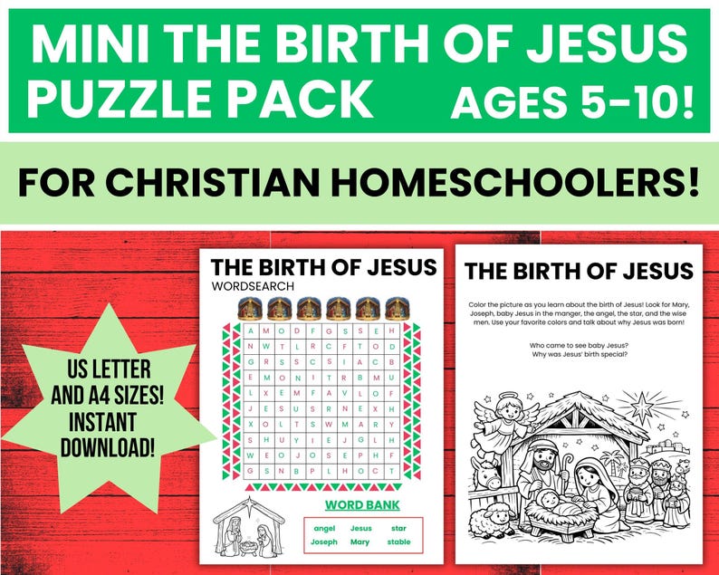 Birth of Jesus Bible Activity Pack - Christian Homeschool Nativity ...