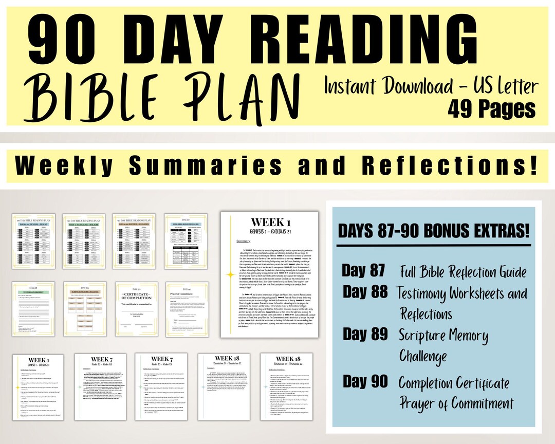90 Day Bible Reading Plan PDF With Chapter Summaries, Reflections
