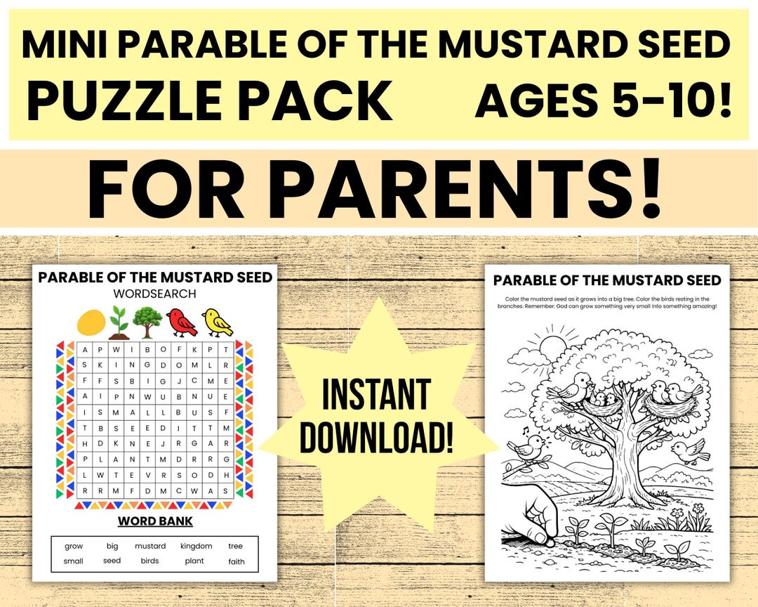 Buy Parable of the Mustard Seed Kids Activity - Bible Puzzle & Coloring ...
