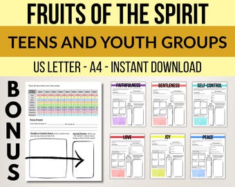 Fruits of the Spirit Reflection and Journaling Worksheets for Teens - Christian Bible Study Printable Digital Download for Faith Growth