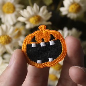cute tiny pumpkin patch, for Halloween, iron on patch, stick on patch, embroidered patch, funny patch, aesthetic patch, gorgeous patch