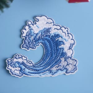 sea wave patch, wave patch, iron on patch, embroidered patch, funny patch, aesthetic patch, gorgeous patch, applique