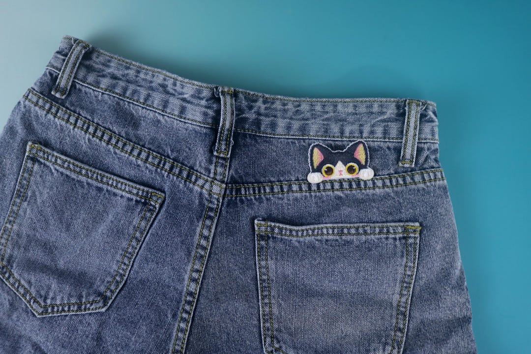 Pink Patch Kitten Cute Tiny Pocket Kitty Patch, Cat Patch, Iron on Patch, Embroidered ...