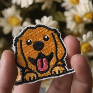Golden Retriever, cute dog patch, puppy patch, iron on patch, stick on patch, embroidered patch, funny patch, aesthetic patch
