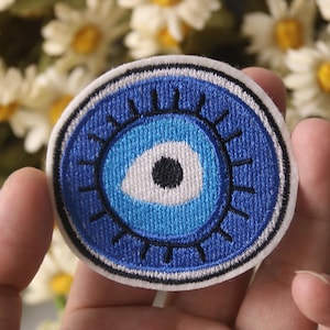 邪悪な青いアイパッチ、アイパッチ、アイロン接着パッチ、貼り付けパッチ、刺繍パッチ、面白いパッチ、美しいパッチ、ゴージャスなパッチ