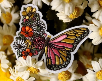 floral butterfly patch, gorgeous flower butterfly patch, iron on patch, embroidered patch, funny patch, aesthetic patch, applique