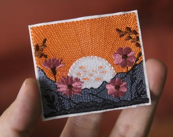 sunrise patch, cherry blossom patch, flower, iron on patch, stick on patch, embroidered patch, funny patch, aesthetic patch, gorgeous patch