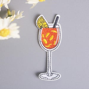 Embroidered Cocktail Drink Patch, Applique for Jackets, Bags, orange juice