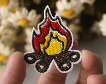campfire patch, camping patch, iron on patch, stick on patch, embroidered patch, funny patch, aesthetic patch, gorgeous patch