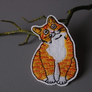 orange tabby cat patch, kitty patch, iron on patch, stick on patch, embroidered patch, funny patch, aesthetic patch, gorgeous patch