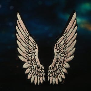 a pair of angel wings patch, wings patch, iron on patch, stick on patch, embroidered patch, funny patch, aesthetic patch, gorgeous patch