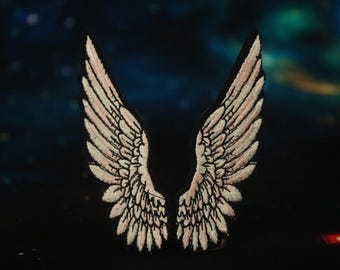 a pair of angel wings patch, wings patch, iron on patch, stick on patch, embroidered patch, funny patch, aesthetic patch, gorgeous patch