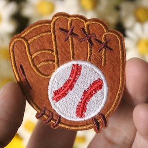 baseball mitt and ball patch, baseball patch, iron on patch, embroidered patch, funny patch, aesthetic patch, gorgeous patch, applique